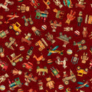QT Fabrics, Santa's Workshop, Toy Toss, Red