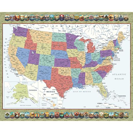 Qt Fabrics, Map Panel, 36" X 42"