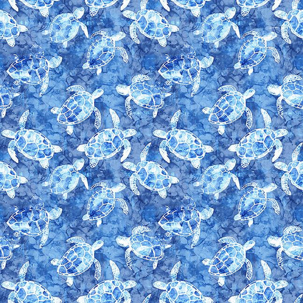 Qt Fabrics, Ocean Blues, Sea Turtles, Blue