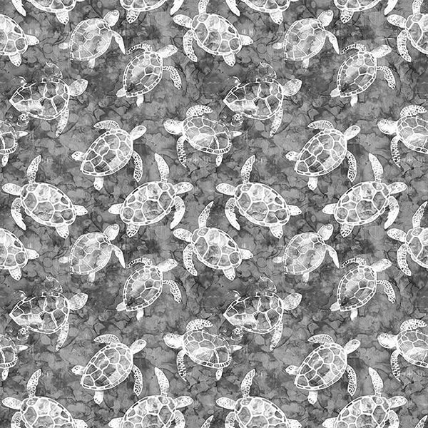 Qt Fabrics, Ocean Blues, Sea Turtles, Gray