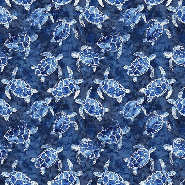 Qt Fabrics, Ocean Blues, Sea Turtles, Navy