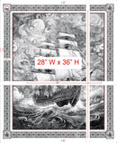 Qt Fabrics, Ocean Blues, Ship Panel, Gray