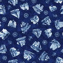 Qt Fabrics, Ocean Blues, Ship Toss, Navy