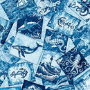 Qt Fabrics, Ocean Blues, Wide Backing, Tossed Images, Blue