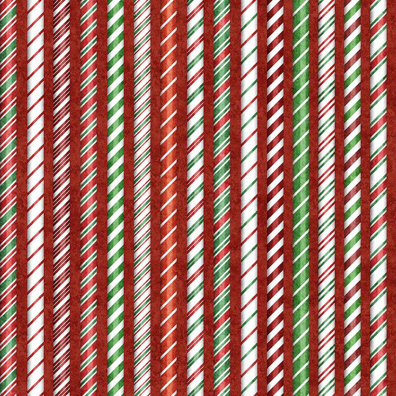 Quilting Treasures, Holly Candy Cane Stripe, Red