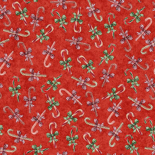 Quilting Treasures, Holly Jolly, Candy Canes, Red