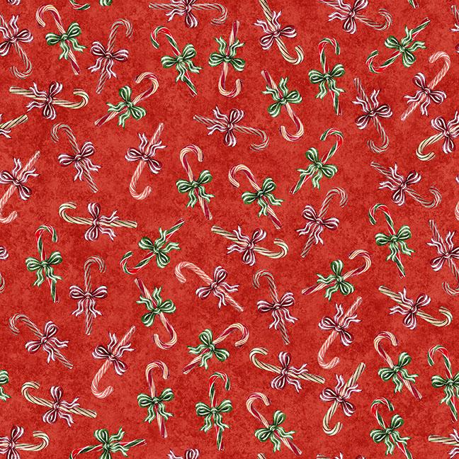 Quilting Treasures, Holly Jolly, Candy Canes, Red