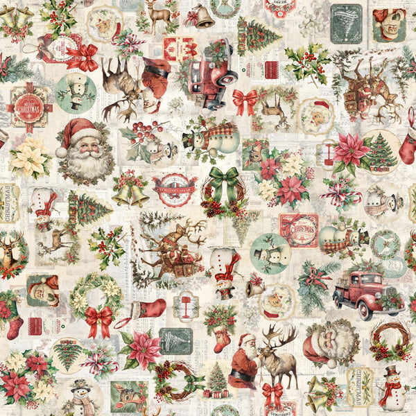 Quilting Treasures, Holly Jolly, Christmas Collage, Cream