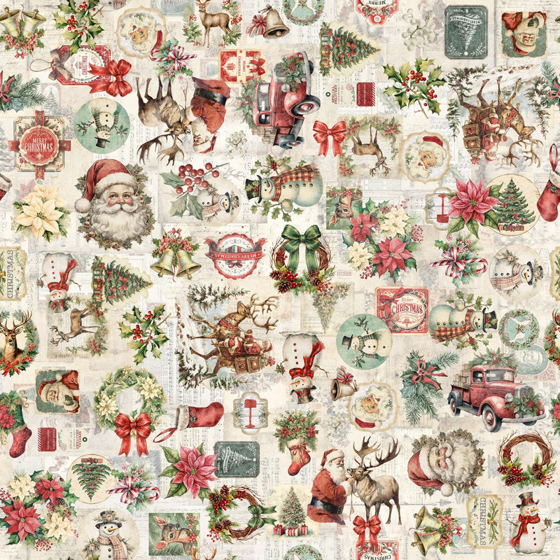 Quilting Treasures, Holly Jolly, Christmas Collage, Cream