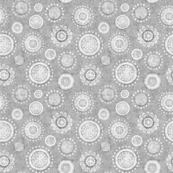 Quilting Treasures, Holly Jolly, Medallions, Gray