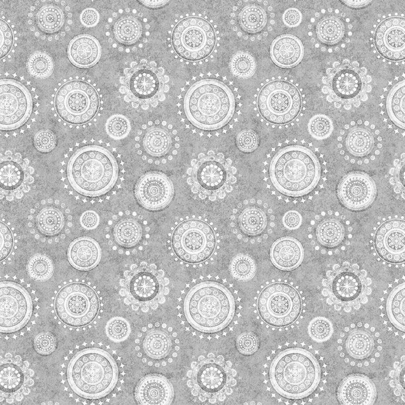 Quilting Treasures, Holly Jolly, Medallions, Gray
