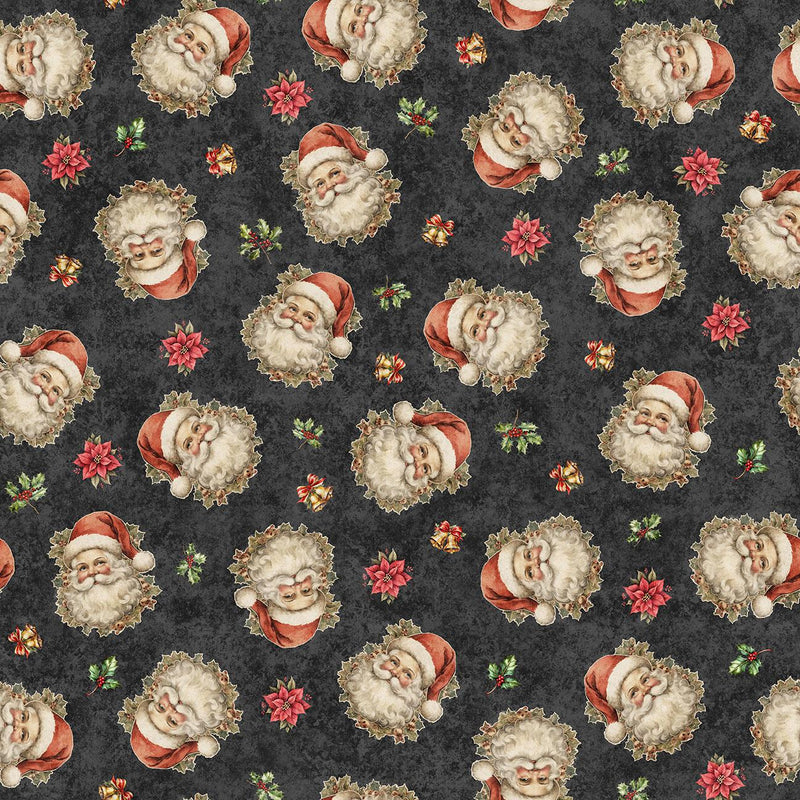 Quilting Treasures, Holly Jolly, Santa Portraits, Charcoal