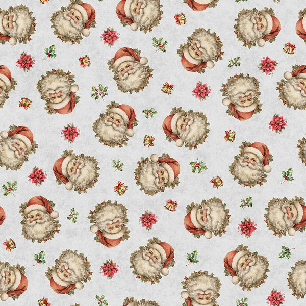 Quilting Treasures, Holly Jolly, Santa Portraits, Gray
