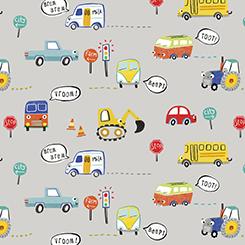 Quilting Treasures, Vroom Vroom, Trucks & Stuff, Gray