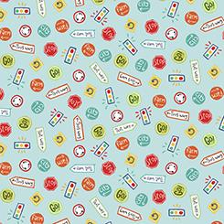 Quilting Treasures, Vroom Vroom, Street Signs, Aqua