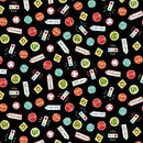 Quilting Treasures, Vroom Vroom, Street Signs Toss, Black