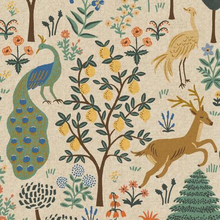 RJR, Rifle Paper, Camont, Menagerie - Canvas Natural Unbleached Metallic