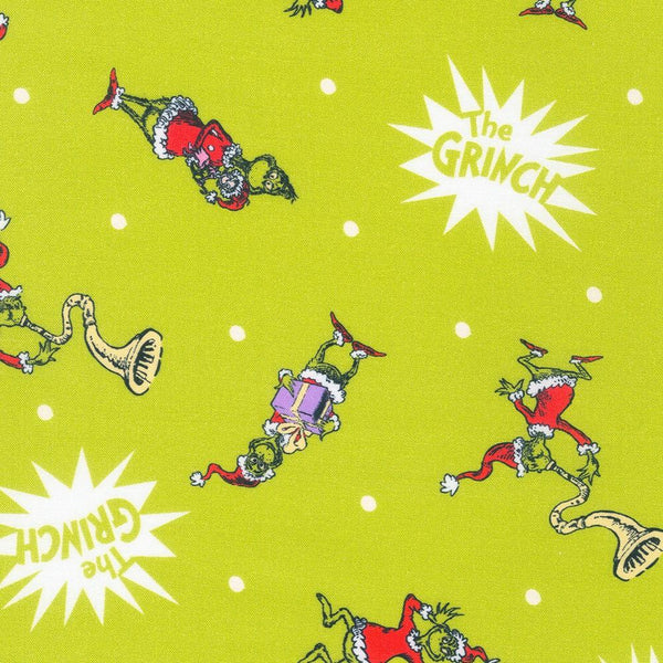 RK Fabrics, How The Grinch Stole Christmas, Tossed Grinch, Lime