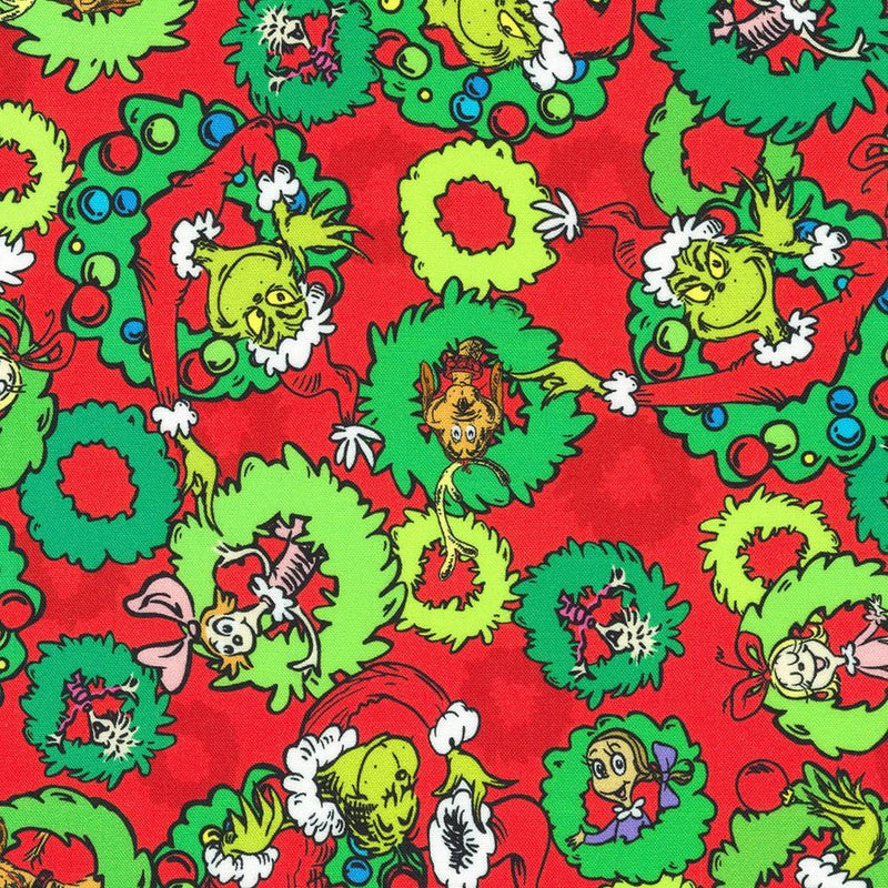 RK Fabrics, How The Grinch Stole Christmas, Wreaths, Red