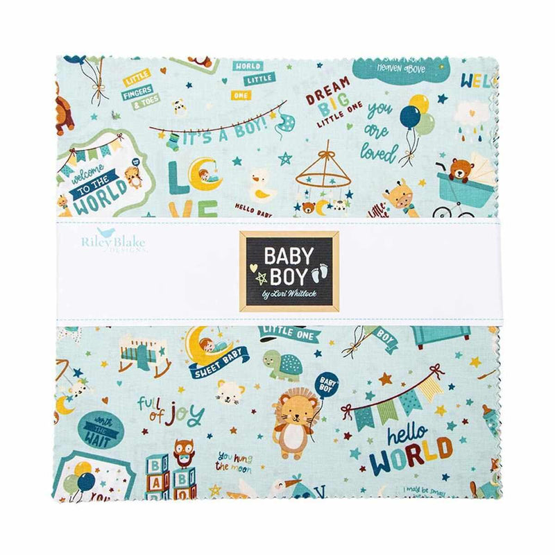 Riley Blake, Baby Boy, Cute As A Button, 10" Stacker