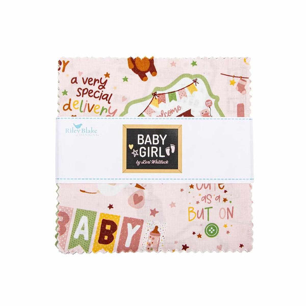 Riley Blake, Baby Girl, Cute As A Button,5" Stacker