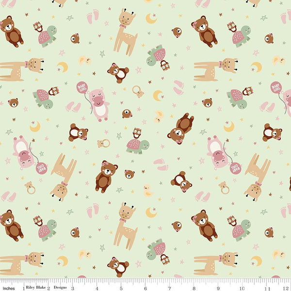 Riley Blake, Baby Girl, Cute As A Button, Animals, Mint