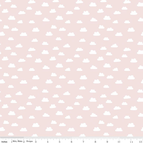 Riley Blake, Baby Girl, Cute As A Button, Clouds, Pink