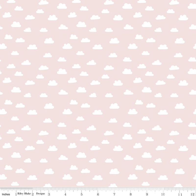 Riley Blake, Baby Girl, Cute As A Button, Clouds, Pink