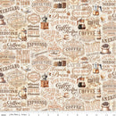 Riley Blake, Coffee Time, Coffee Text, Cream
