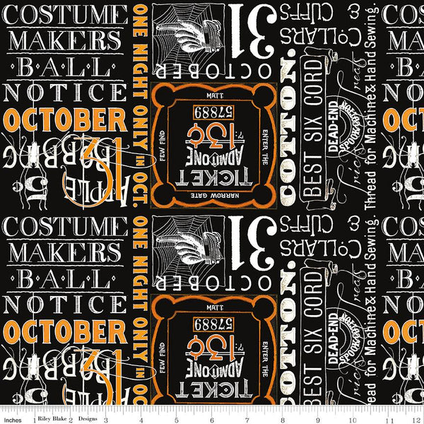 Riley Blake, Costume Makers Act II, Ticket Text, Black