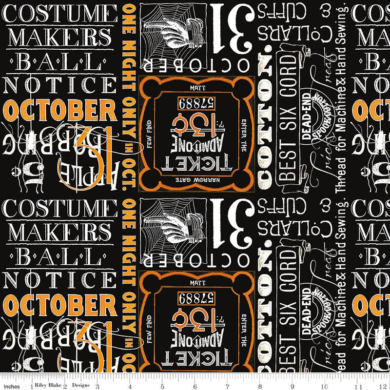Riley Blake, Costume Makers Act II, Ticket Text, Black