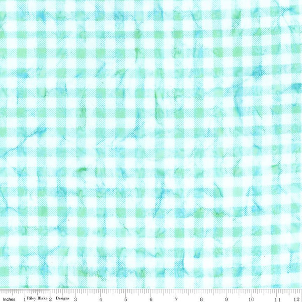 Riley Blake, Daisy Dots Batiks, Check, Aqua