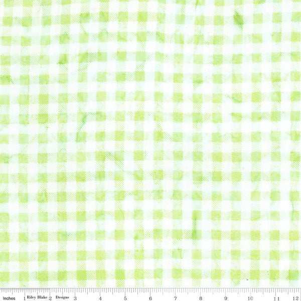 Riley Blake, Daisy Dots Batiks, Check, Lime Green