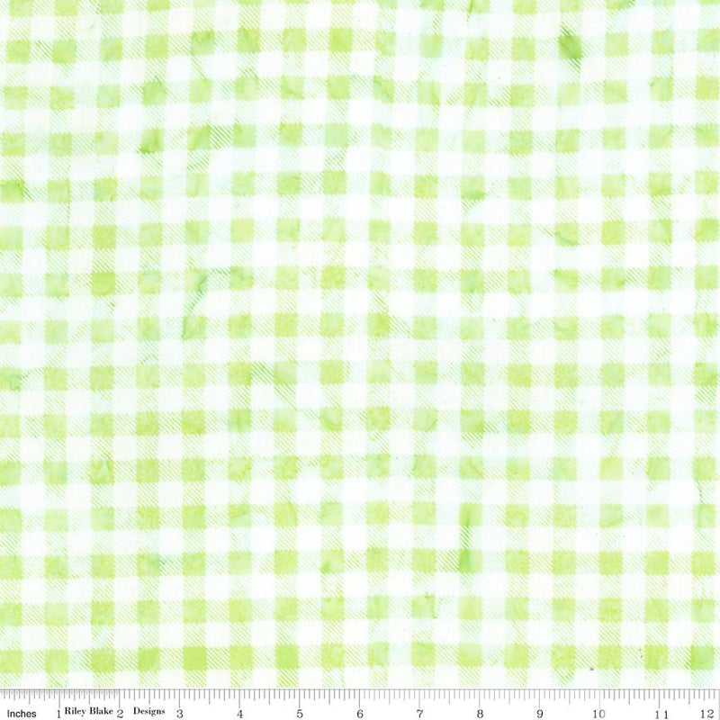 Riley Blake, Daisy Dots Batiks, Check, Lime Green