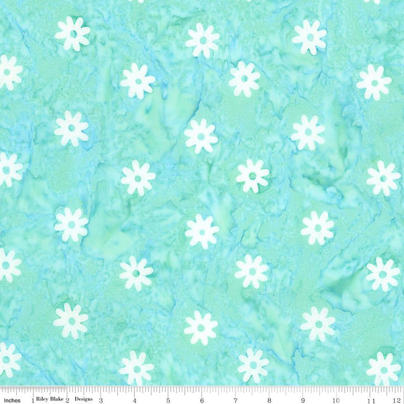 Riley Blake, Daisy Dots Batiks, Daisies, Aqua