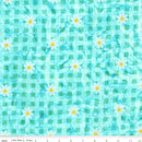 Riley Blake, Daisy Dots Batiks, Daisies on Check, Aqua