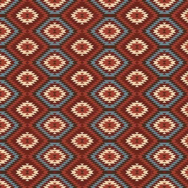 Riley Blake, John Wayne American West, Southwest Print, Dark Red