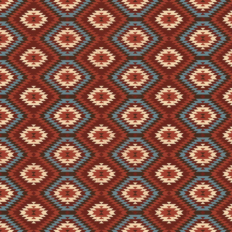 Riley Blake, John Wayne American West, Southwest Print, Dark Red
