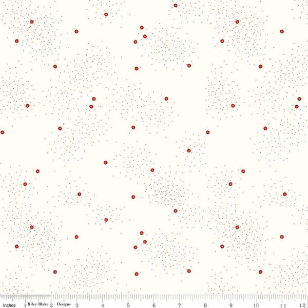 Riley Blake, Mistletoe & Holly, Dainty Daisy on Cloud/Barn Red