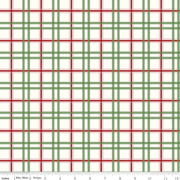 Riley Blake, Mistletoe & Holly, Plaid, Cloud