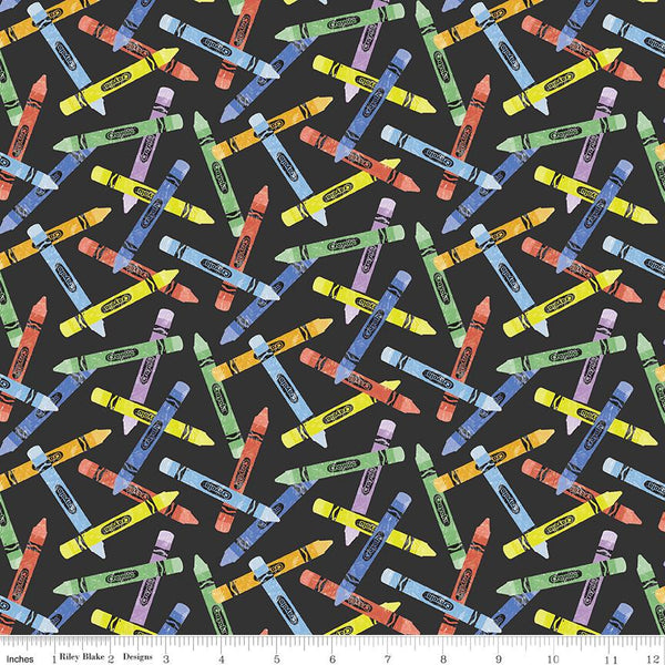 Riley Blake, New Box of Crayons, Crayon Toss, Black