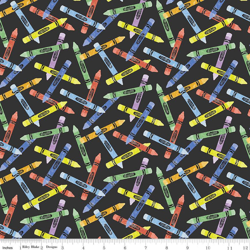 Riley Blake, New Box of Crayons, Crayon Toss, Black