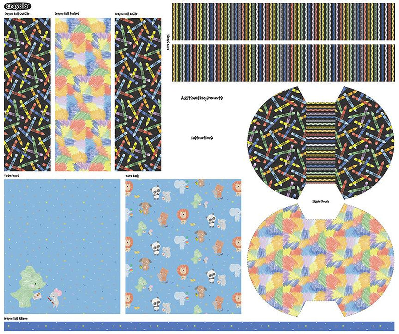 Riley Blake, New Box of Crayons, Panel  35.5X43