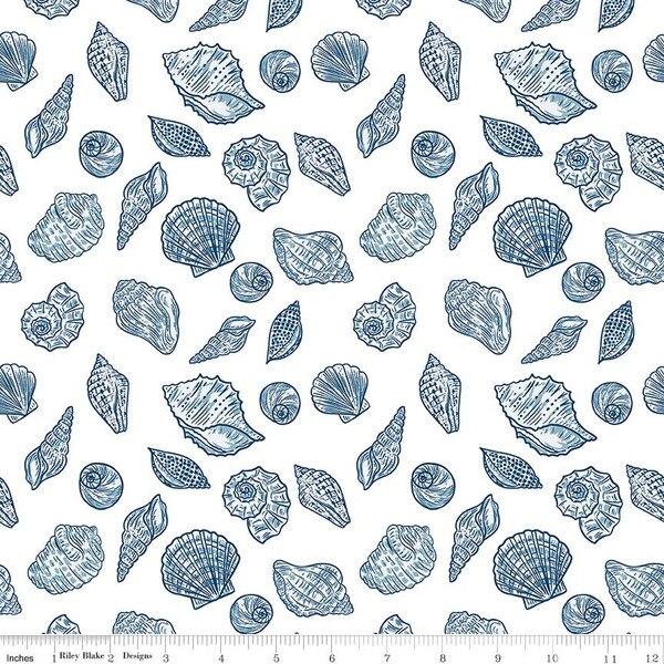 Riley Blake, Ocean Oasis, Seashells, White