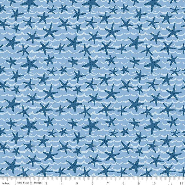 Riley Blake, Ocean Oasis, Starfish, Aqua