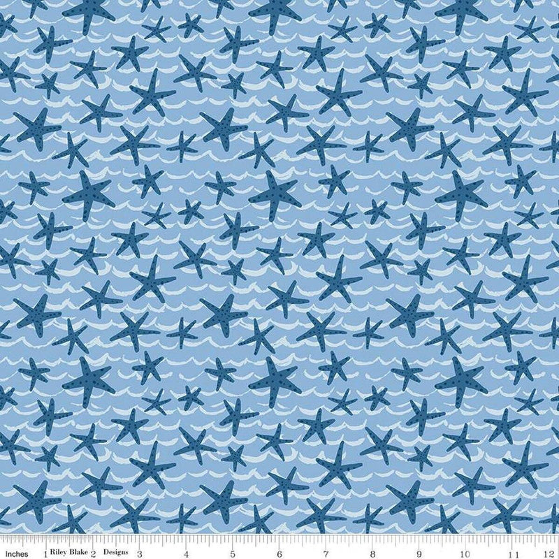 Riley Blake, Ocean Oasis, Starfish, Aqua