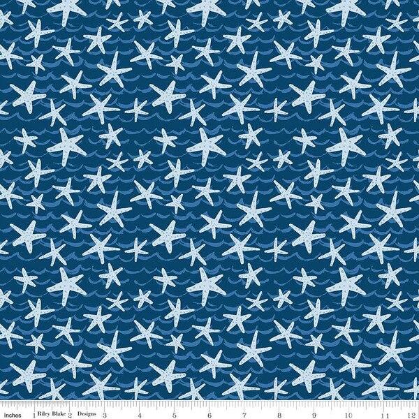 Riley Blake, Ocean Oasis, Starfish, Night
