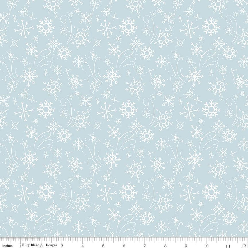 Riley Blake, Santas Tree Farm, Snowflakes, Blue