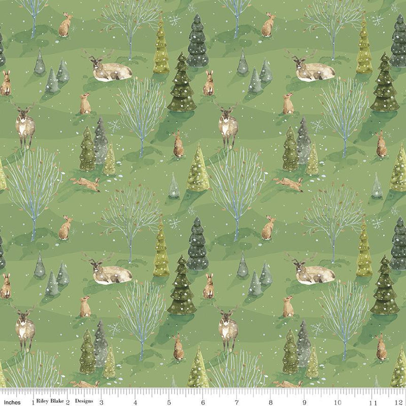 Riley Blake, Santas Tree Farm, Woodland Forest, Green