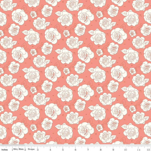 Riley Blake. Sunset Ridge, Roses, Salmon